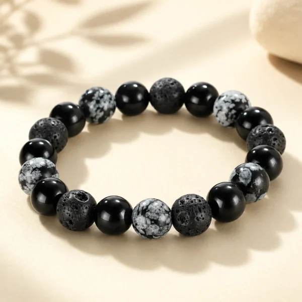 Classic Black Obsidian Bracelet for Protection & Grounding