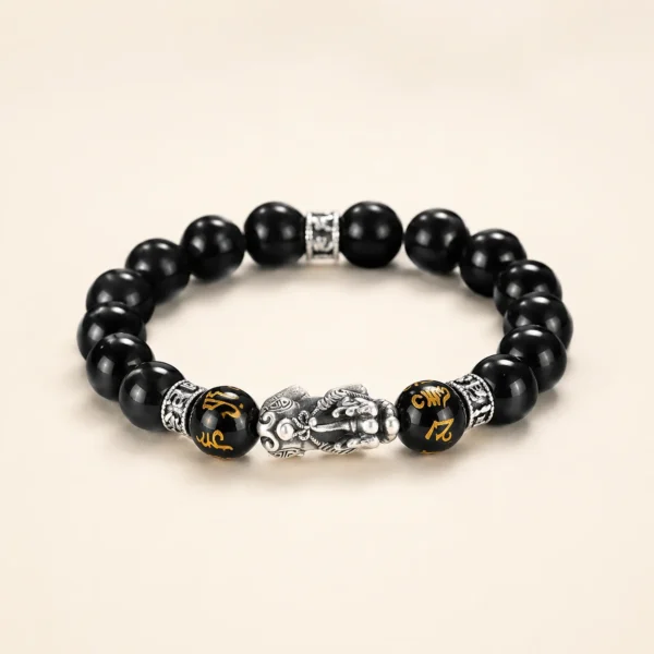 Black Obsidian Pixiu Bracelet for Protection & Grounding