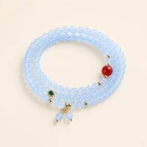 Blue Chalcedony Crystal 4mm Bracelet for Calm & Soothing