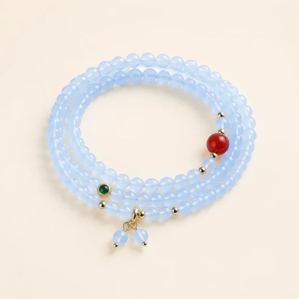 Blue Chalcedony Crystal 4mm Bracelet for Calm & Soothing
