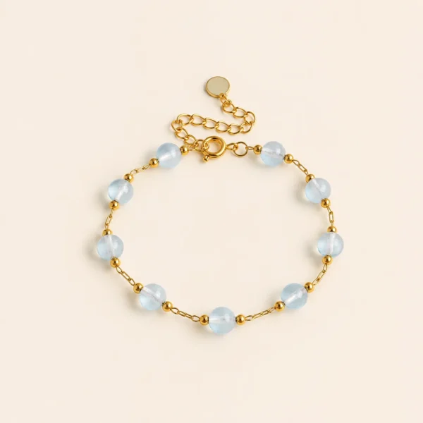 Natural Blue Chalcedony Crystal Bracelet for Calm & Soothing