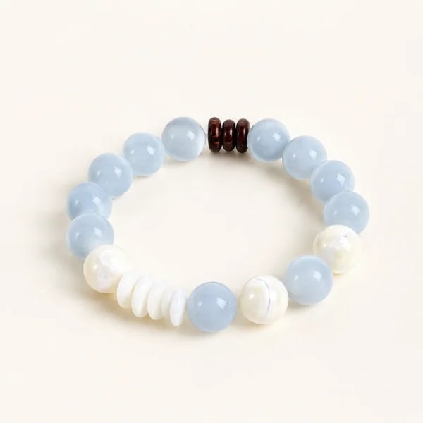Classic Blue Chalcedony Crystal Bracelet for Calm & Soothing