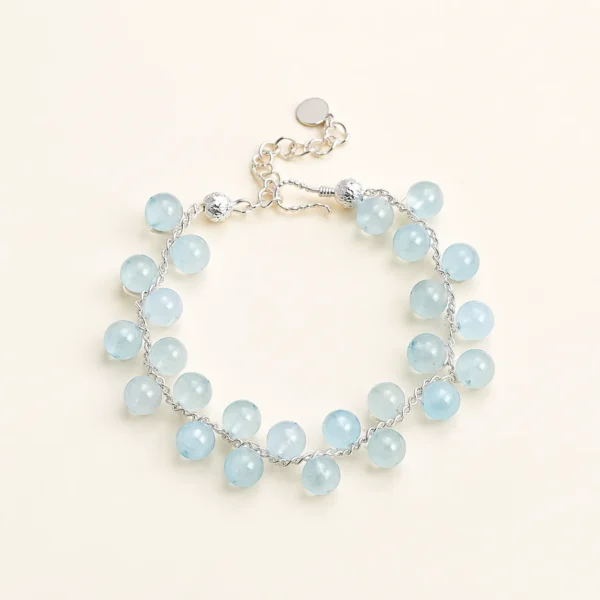 Artisan Blue Chalcedony Crystal Bracelet for Calm & Soothing