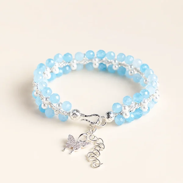 Handcrafted Blue Chalcedony Crystal Bracelet for Calm & Soothing