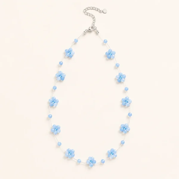 Blue Chalcedony Crystal Faceted Necklace for Calm & Soothing