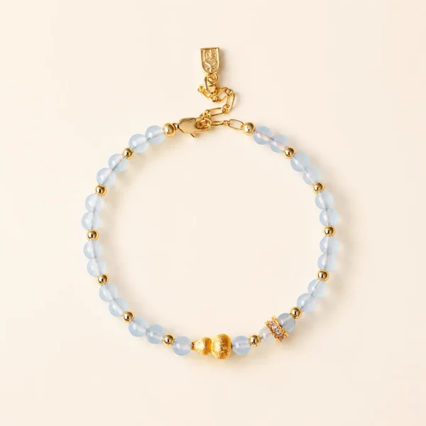 Blue Chalcedony Crystal Gourd Bracelet for Calm & Soothing