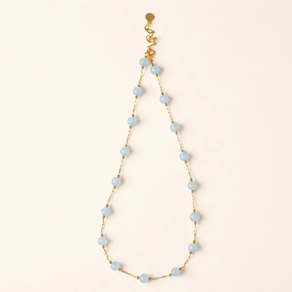 Blue Chalcedony Crystal Necklace for Calm & Soothing