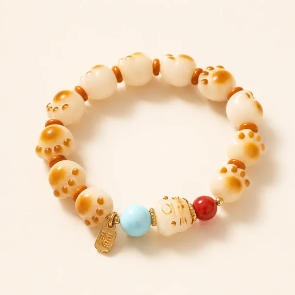 Bodhi Seed Lucky Cat Bracelet for Mindfulness & Calm