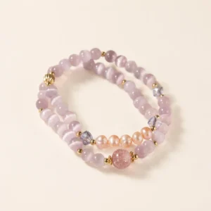 Cat's Eye & Pearl Bracelet for Intuition & Clarity