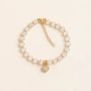 Cat's Eye Heart Bracelet for Intuition & Clarity