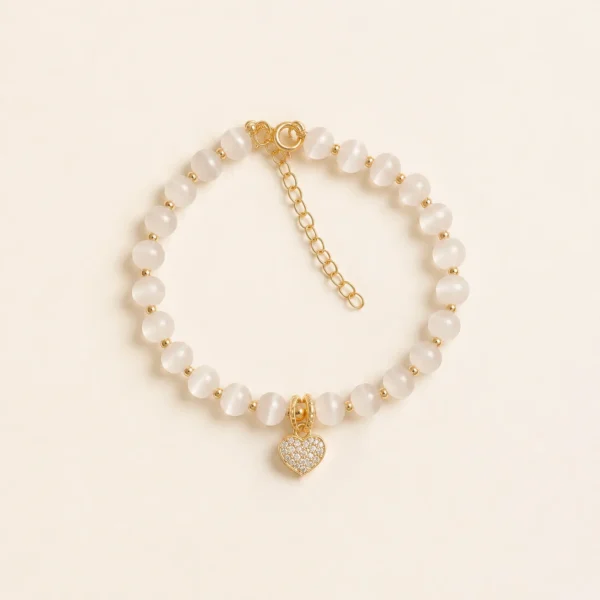Cat's Eye Heart Bracelet for Intuition & Clarity