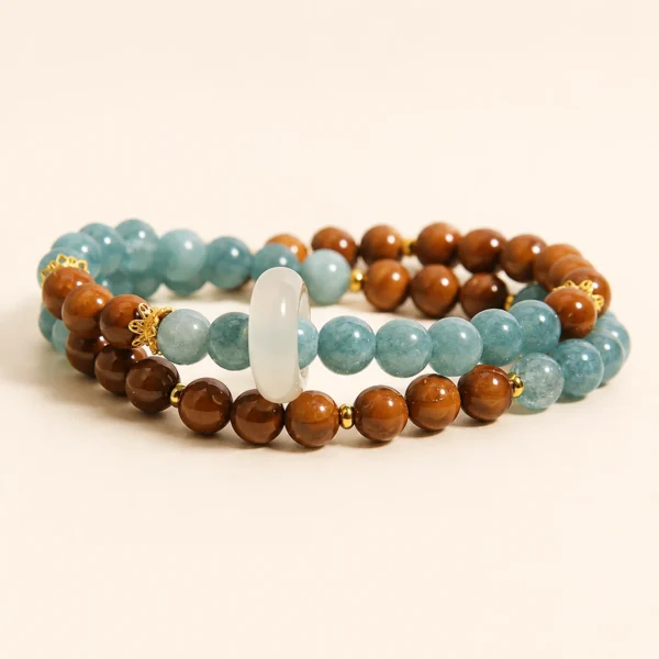 Chalcedony Crystal Double-Wrap Bracelet for Calm & Nurture