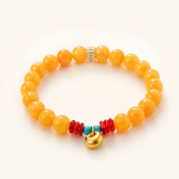 Chalcedony Crystal Lock Bracelet for Calm & Nurture
