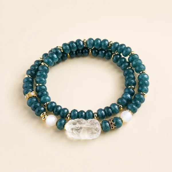 Chalcedony Crystal Pixiu Bracelet for Calm & Nurture