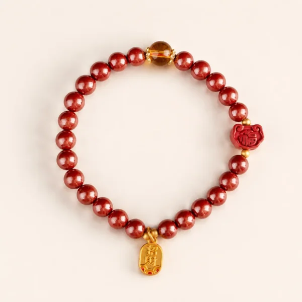 Classic Citrine Crystal & Cinnabar Bracelet for Abundance & Optimism