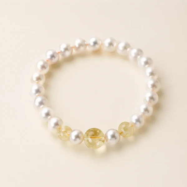 Citrine Crystal & Pearl Bracelet for Abundance & Optimism