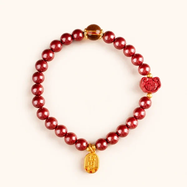 Citrine Crystal & Cinnabar Bracelet for Abundance & Optimism