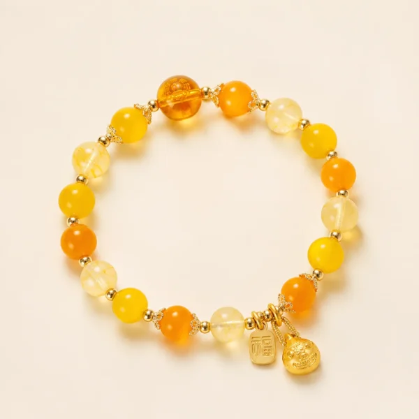 Citrine Crystal 8mm Bracelet for Abundance & Optimism