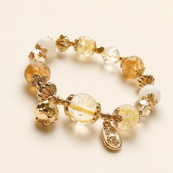 Artisan Citrine Crystal Fortune Bracelet for Abundance & Optimism