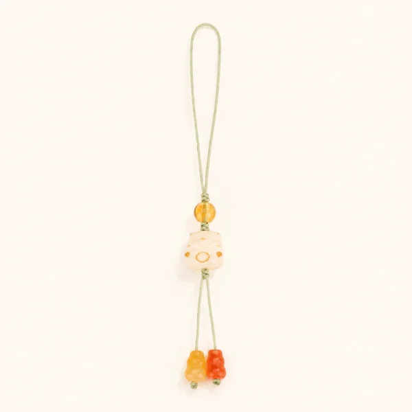 Citrine Crystal Gourd Phone Charm for Abundance & Optimism