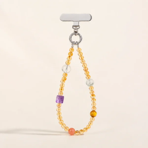 Citrine Crystal Phone Charm for Abundance & Optimism
