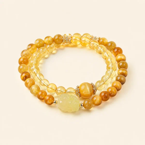 Citrine Crystal Double-Wrap Bracelet for Abundance & Optimism