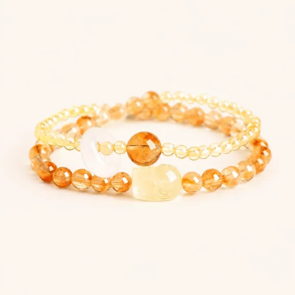 Classic Citrine Crystal Double-Wrap Bracelet for Abundance & Optimism