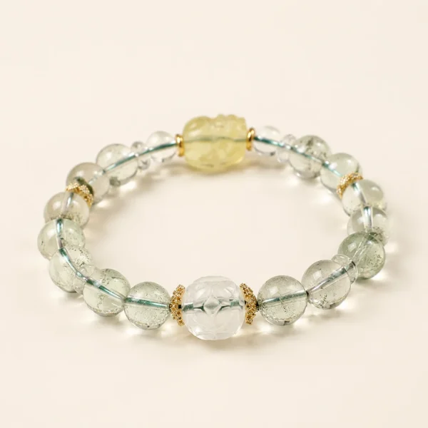 Citrine Crystal & Green Phantom Quartz Bracelet for Abundance & Optimism