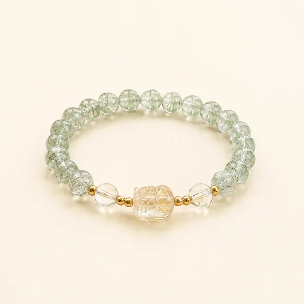 Classic Citrine Crystal & Green Phantom Quartz Bracelet for Abundance & Optimism