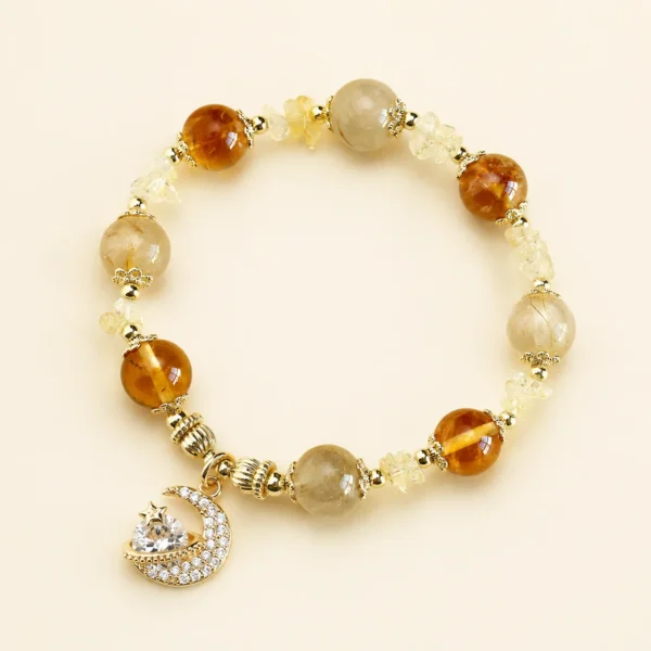 Artisan Citrine Crystal Star Bracelet for Abundance & Optimism