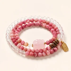 Clear Quartz Triple-Wrap Bracelet for Clarity & Focus