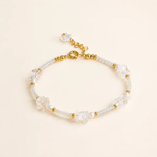 Handcrafted Clear Quartz & Aquamarine Bracelet for Clarity & Focus