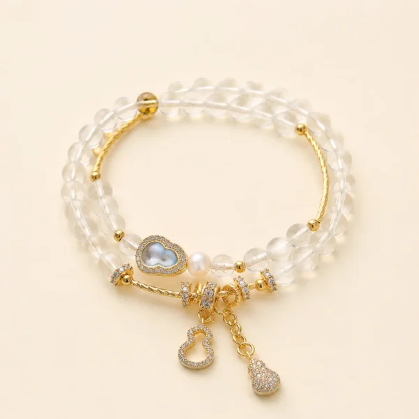 Clear Quartz Double-Wrap Bracelet for Clarity & Focus