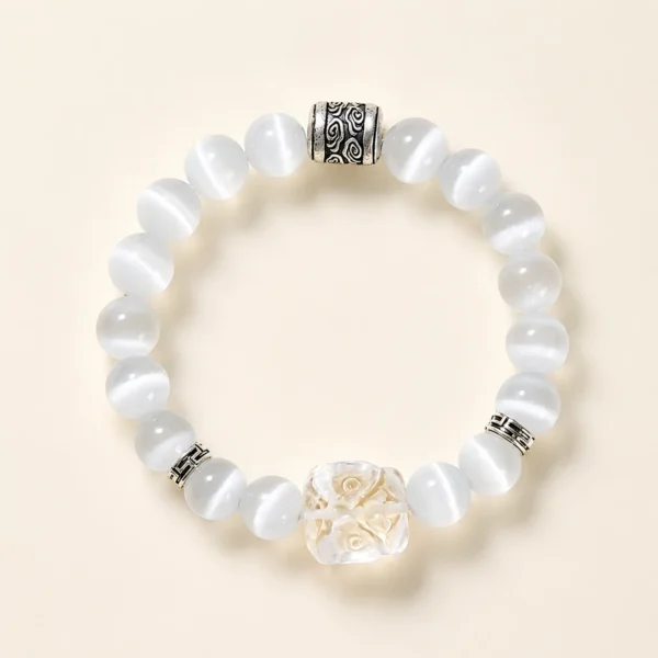 Clear Quartz & Cat's Eye Bracelet for Clarity & Focus
