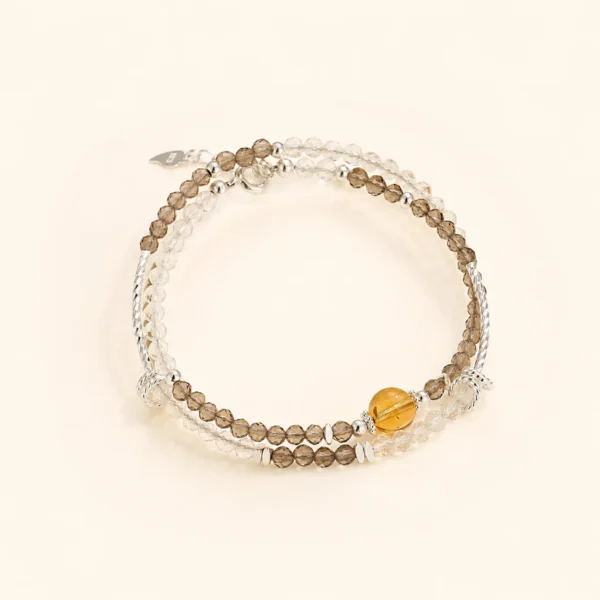 Classic Clear Quartz & Ice Obsidian Bracelet for Clarity & Focus