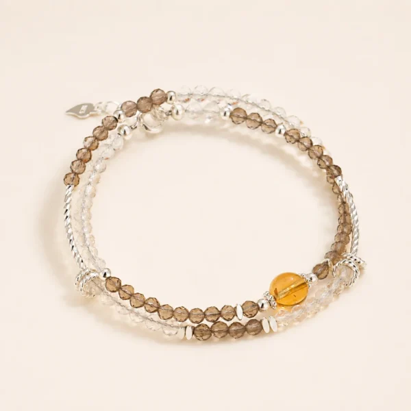 Clear Quartz & Ice Obsidian Bracelet for Clarity & Focus