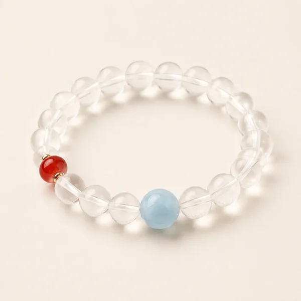 Clear Quartz & Aquamarine Bracelet for Clarity & Focus
