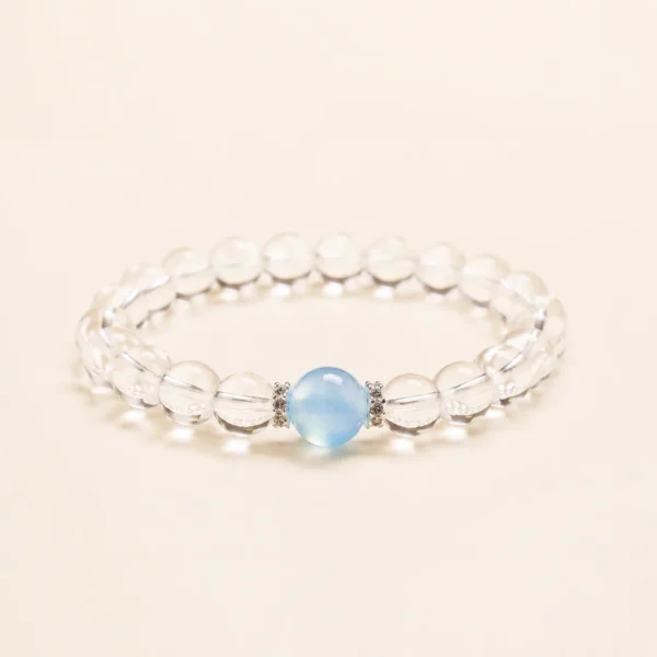 Artisan Clear Quartz & Aquamarine Bracelet for Clarity & Focus
