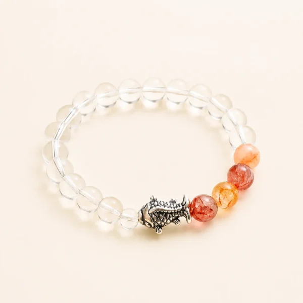 Clear Quartz Koi Bracelet for Clarity & Focus