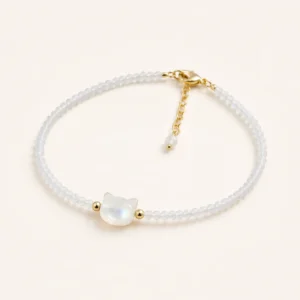 Clear Quartz Faceted Cat Bracelet for Clarity & Focus