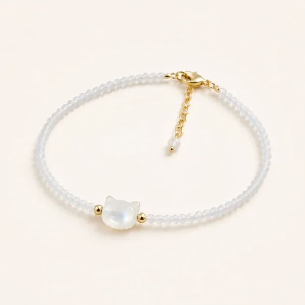 Clear Quartz Faceted Cat Bracelet for Clarity & Focus