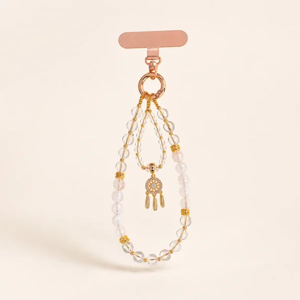 Handcrafted Clear Quartz Phone Charm for Clarity & Focus