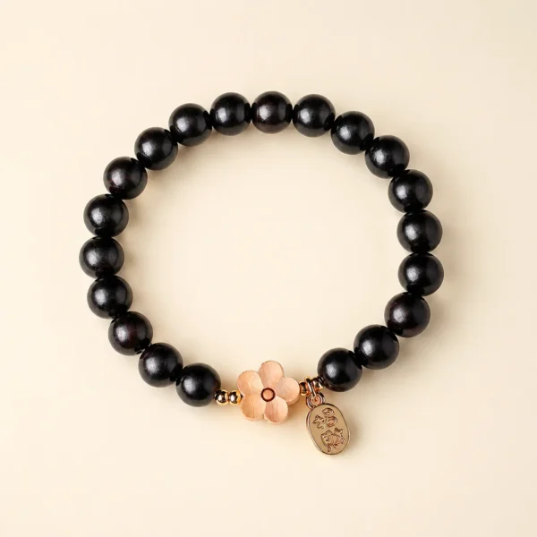 Ebony Wood & Sandalwood Bracelet for Grounding & Calm