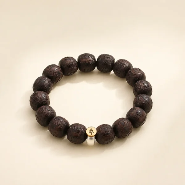 Ebony Wood Zodiac Bracelet for Grounding & Calm