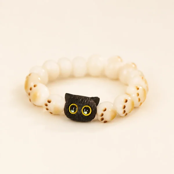 Ebony Wood & Bodhi Seed Bracelet for Grounding & Calm