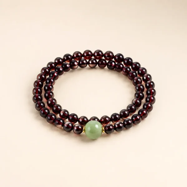 Garnet Crystal & Hetian Jade Bracelet for Strength & Grounding