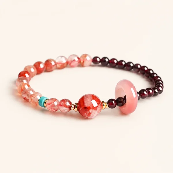 Garnet Crystal Peace Buckle Bracelet for Strength & Grounding