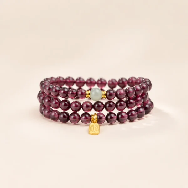 Classic Garnet Crystal & Hetian Jade Bracelet for Strength & Grounding