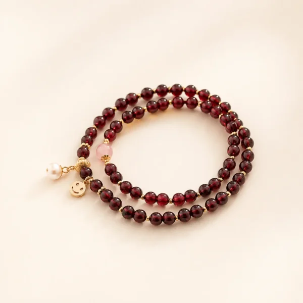 Garnet Crystal Double-Wrap Bracelet for Strength & Grounding