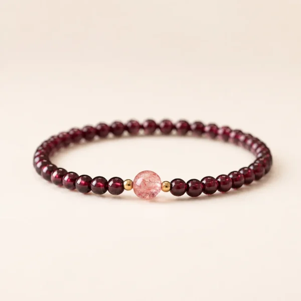 Garnet Crystal Single-Strand Bracelet for Strength & Grounding
